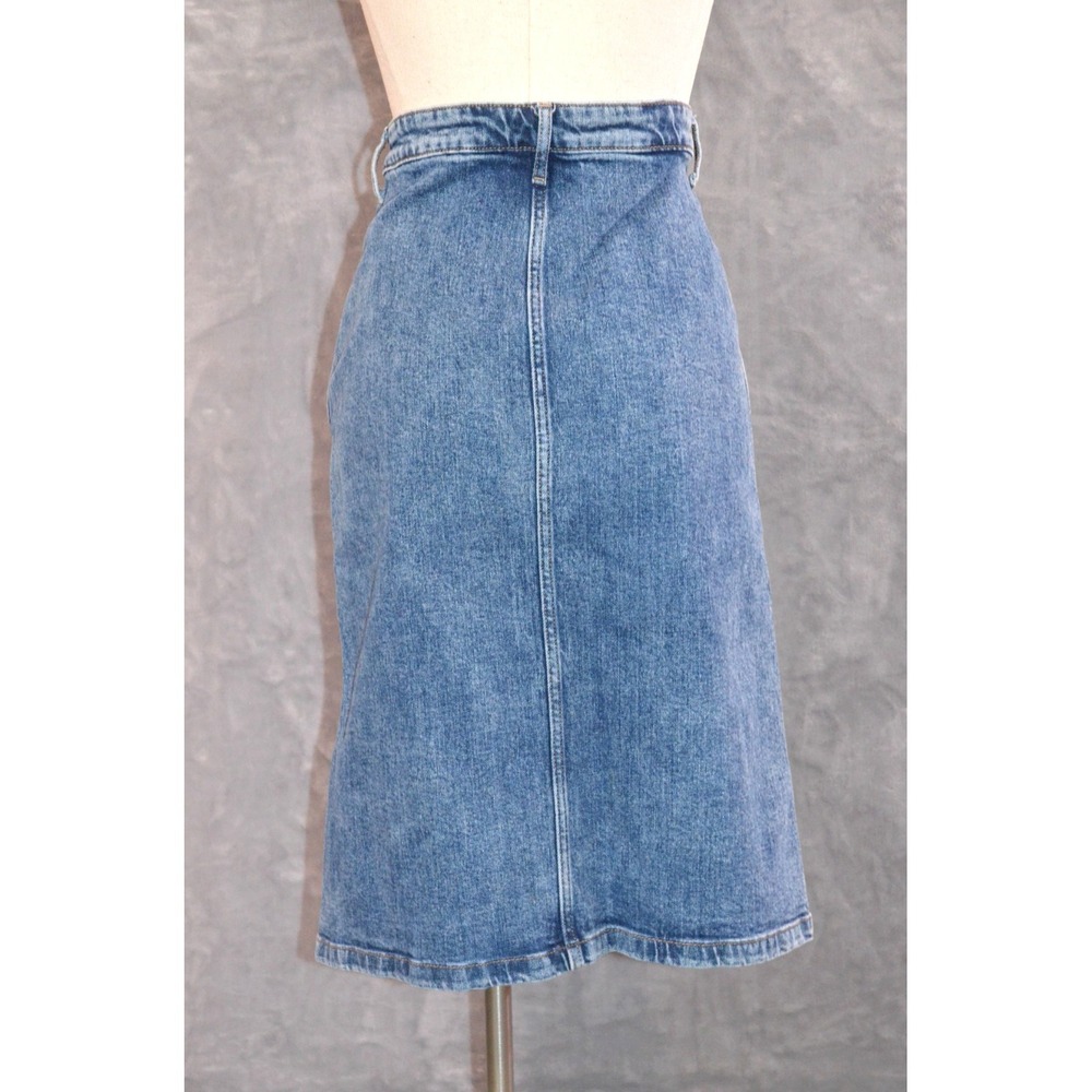 Old Navy Skirt Women's Size 0 Blue Denim A-Line Midi Button Front Waist 28" - Picture 3 of 11